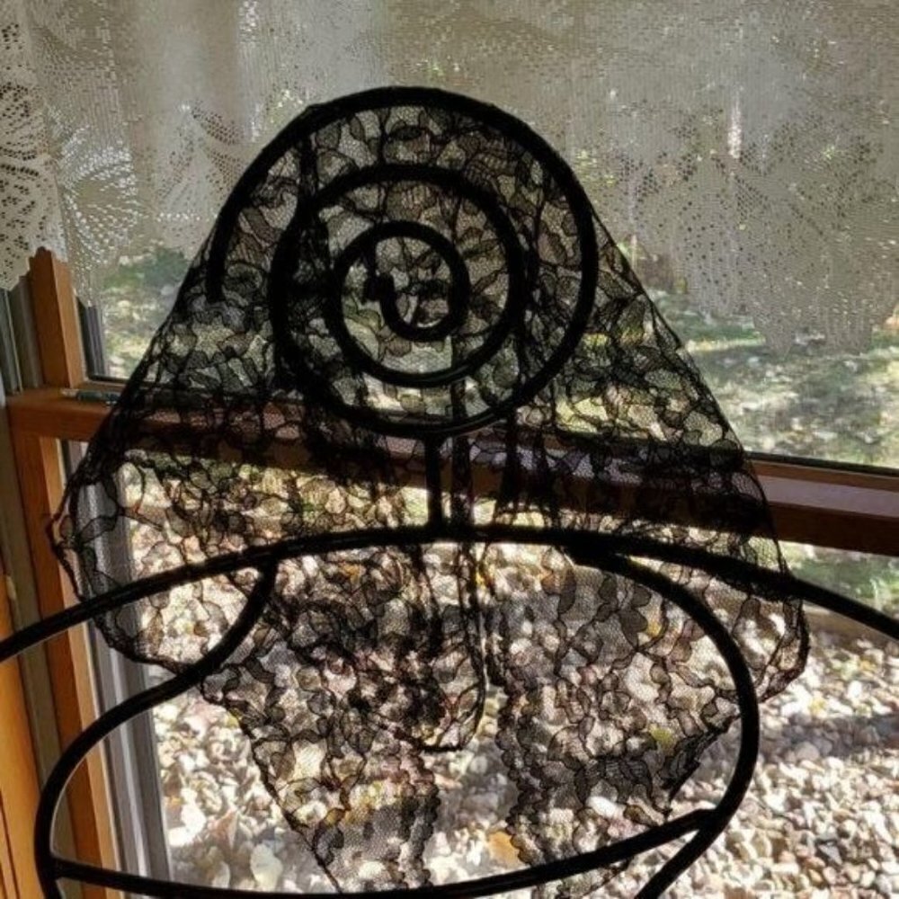 Vintage 60-70's Black Lace Prayer Headcovering
